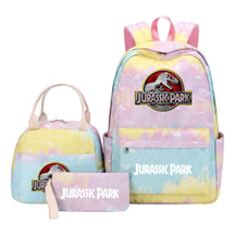 Jurassic Park Dinosaur Youth Student Girls School Bag Lunch Bag Three Piece Set Backpack Set