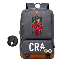 Football Star Cristiano Ronaldo Printed Usb Youth Primary And Secondary School Backpack For Boy And Girl's Leisure Travel Backpack