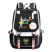 Comics My Heroes Academy Usb Student Backpack Casual Ribbon Flip Backpack