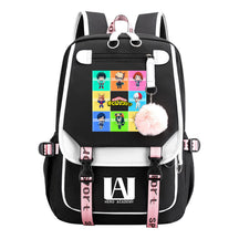 Comics My Heroes Academy Usb Student Backpack Casual Ribbon Flip Backpack