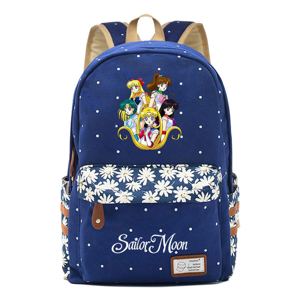 Anime Beauty Girl Warrior Youth School Bag Fragmented Flower Leisure Backpack