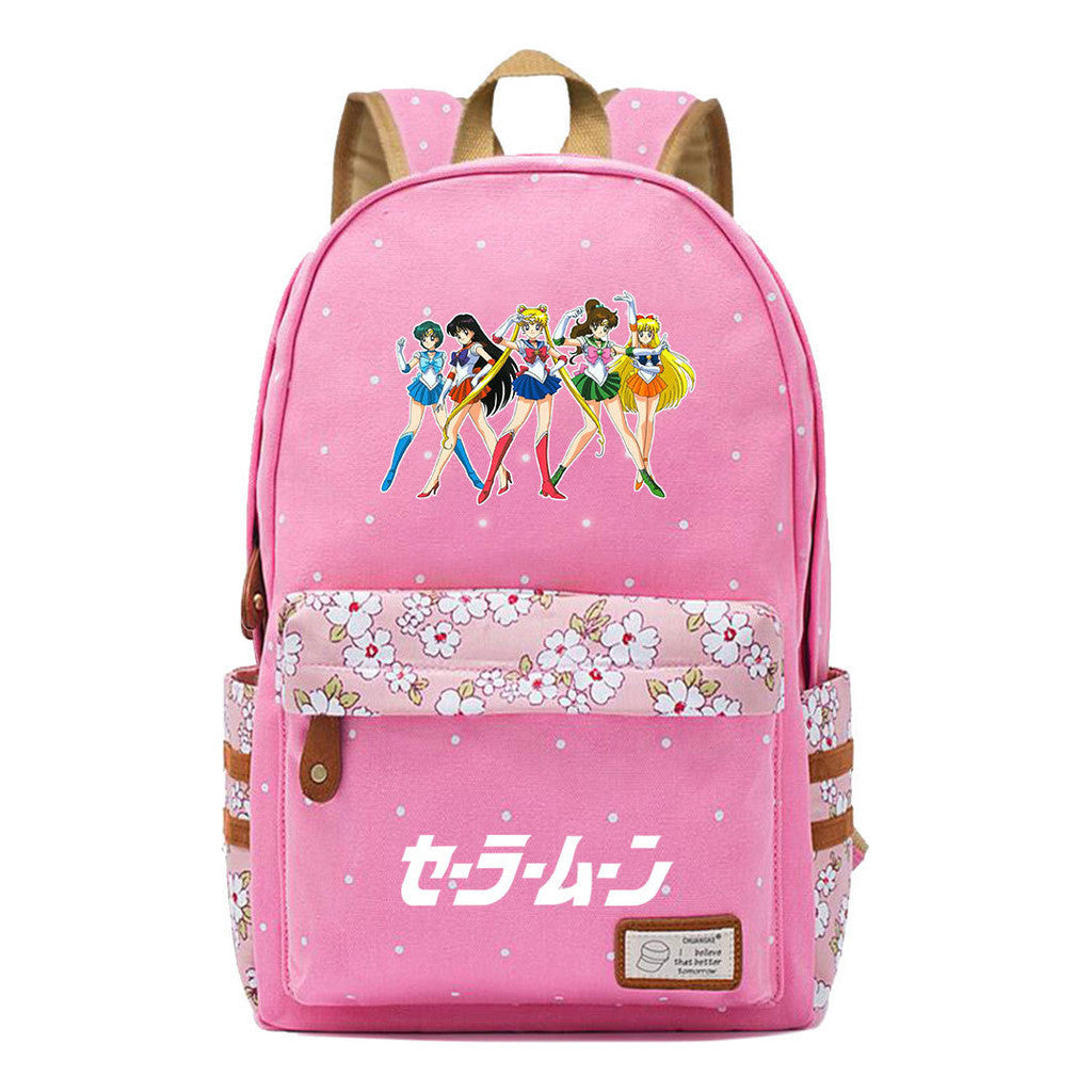 Anime Beauty Girl Warrior Student School Bag Fragmented Flower Boy's And Girl's Leisure Backpack