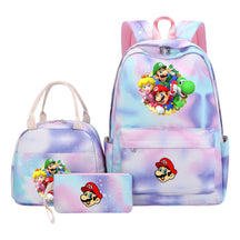 Super Mario Youth Student Girls School Bag Lunch Bag Three Piece Backpack Set