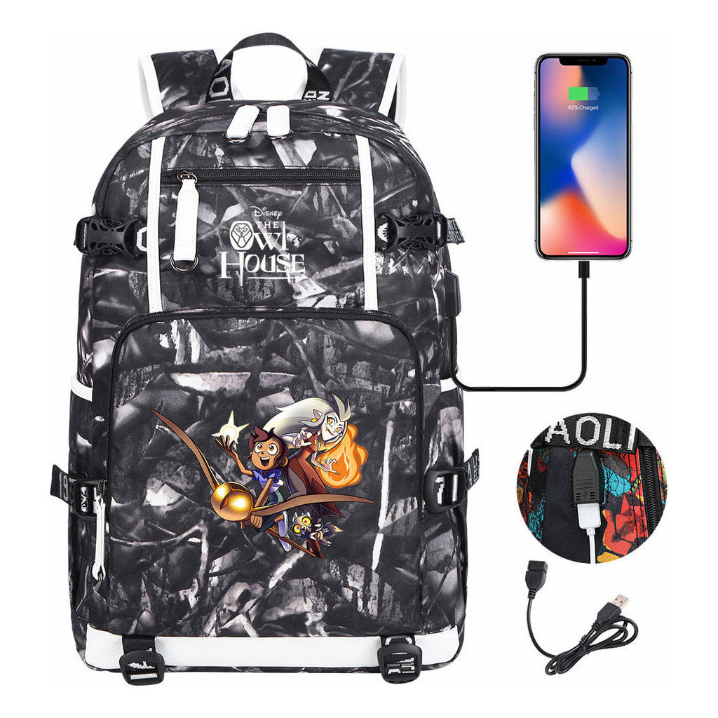 Anime Owl Magic Print Youth Student School Bag Backpack Leisure Travel Backpack