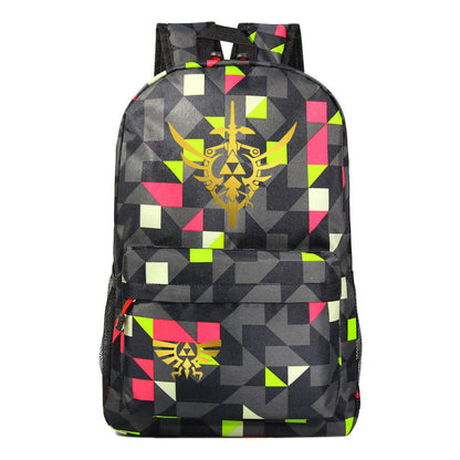 Golden Printed Youth Student Backpack Men And Women's Leisure Backpack