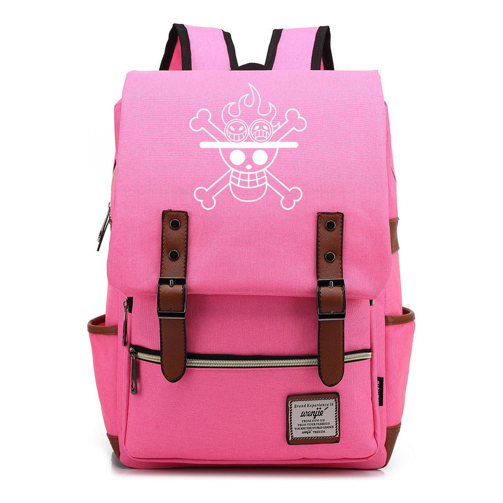 Anime One Piece King Luffy Printed Youth Student School Bag Men's And Women's Casual Belt Buckle Classic Backpack