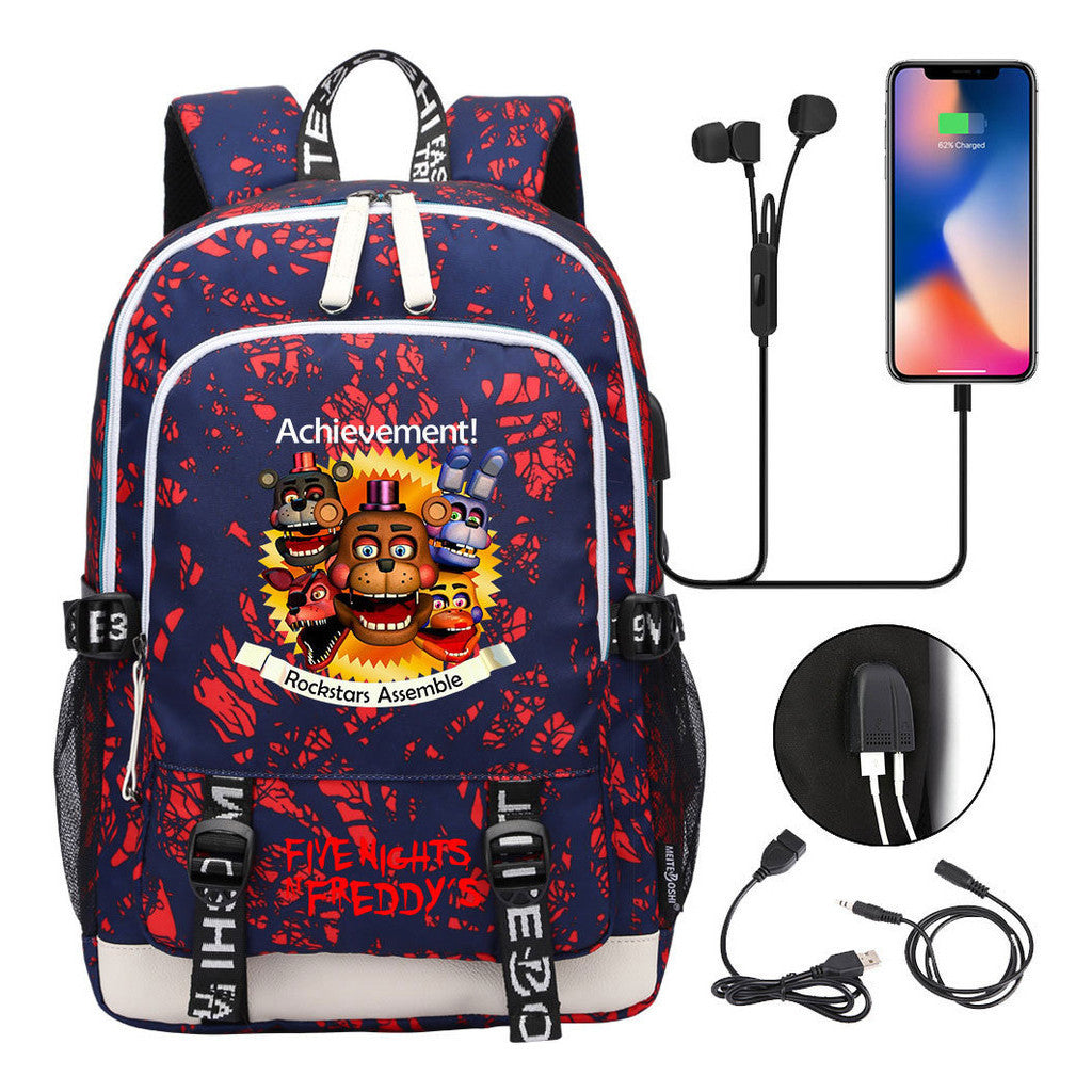 Toy Bear Game Peripheral Print Usb Youth Student Backpack For Men And Women Leisure Backpack