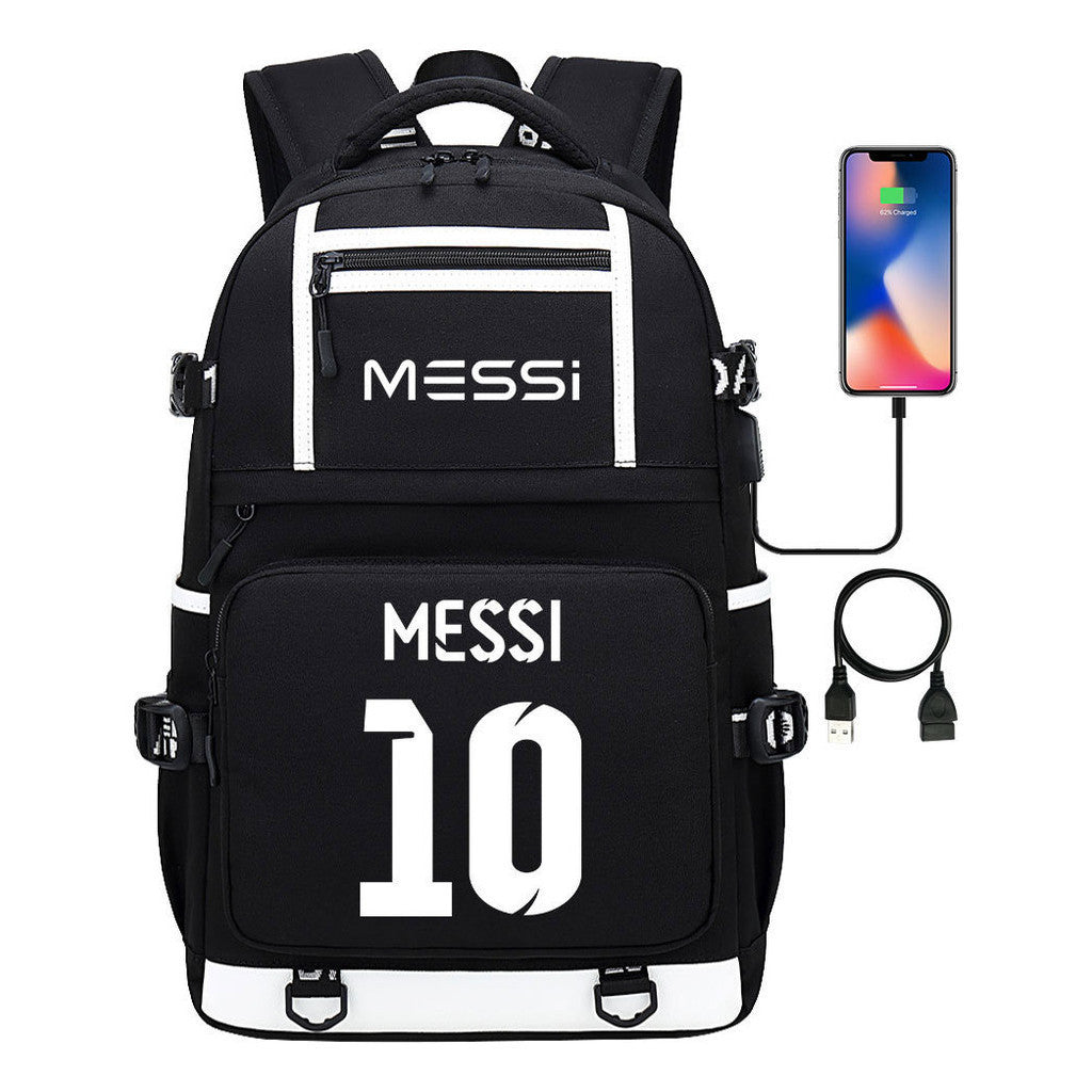 Sports Football Star Printed Usb Youth Student Backpack, Men's And Women's Backpack, Leisure Travel Bag