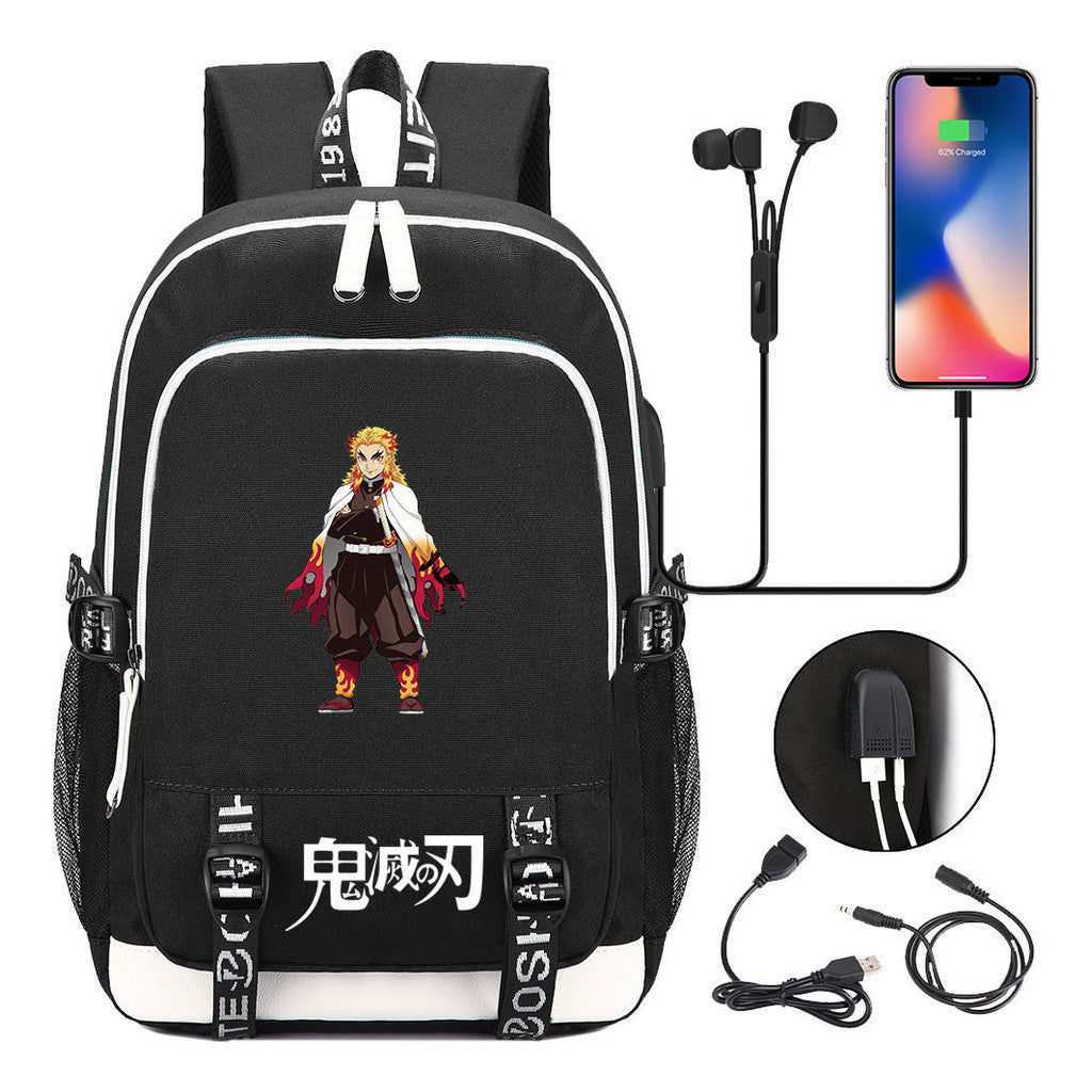 Comic Cartoon Fashion Youth Student Backpack Usb Men's And Women's Casual Backpack