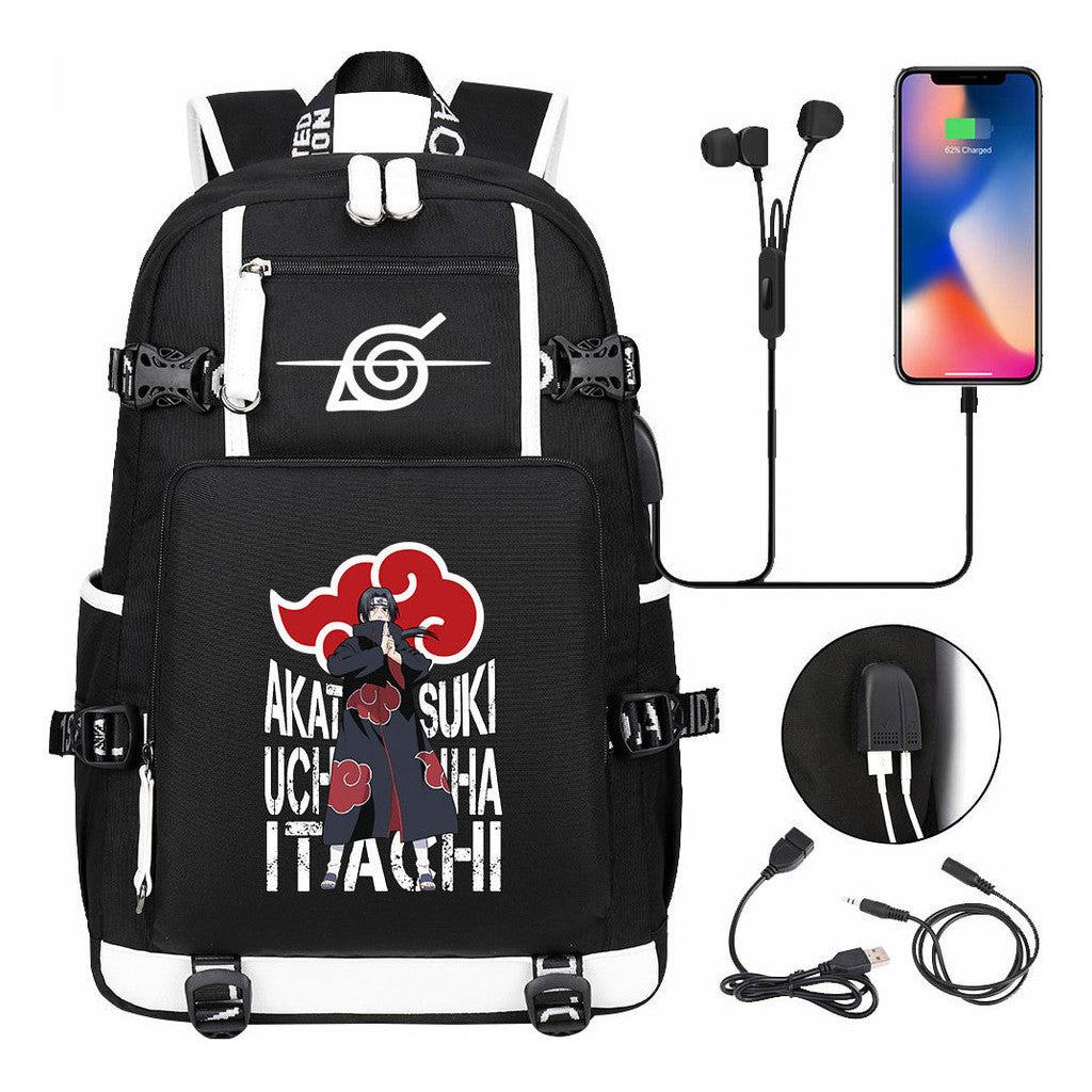 Naruto Usb Large Capacity Youth Student Backpack For Men And Women's Leisure Travel Backpack