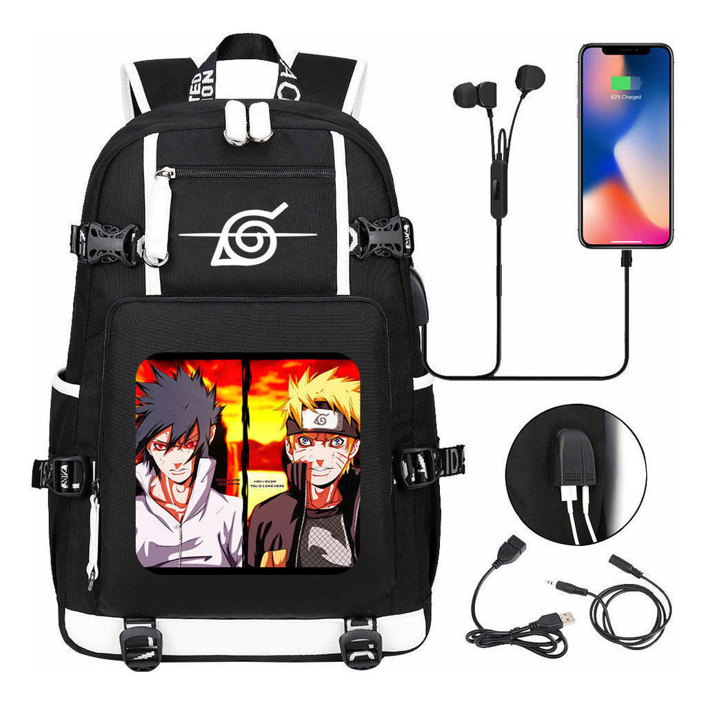 Naruto Usb Large Capacity Youth Student Backpack For Men And Women's Leisure Travel Backpack