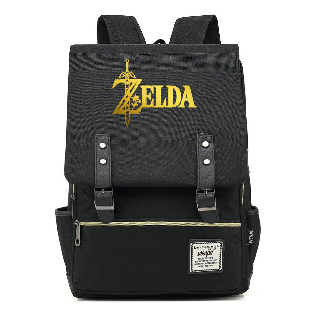 Golden Game Zelda Printed Youth Student Backpack For Men And Women, Casual Belt Buckle, Classic Backpack