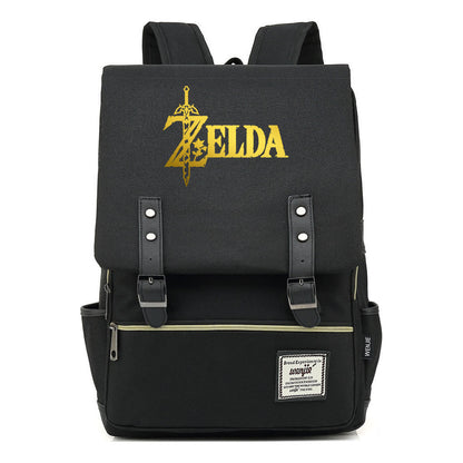 Golden Game Zelda Printed Youth Student Backpack For Men And Women, Casual Belt Buckle, Classic Backpack