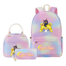 Anime Beauty Girl Warrior Youth Student Girl Schoolbag Lunch Bag Three Piece Set Backpack Set