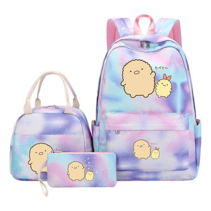 Game Corner Biology Youth Student Girls School Bag Lunch Bag Three Piece Set Backpack Set
