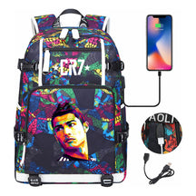 Football Star Cristiano Ronaldo Printed Youth Backpack, Backpack, Leisure Travel Backpack