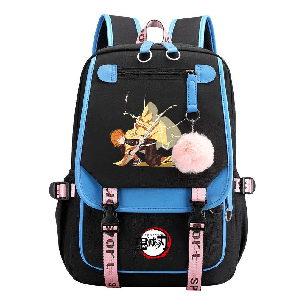 Cartoon Fashion Usb Student Backpack With Casual Woven Strap Flip Back Backpack