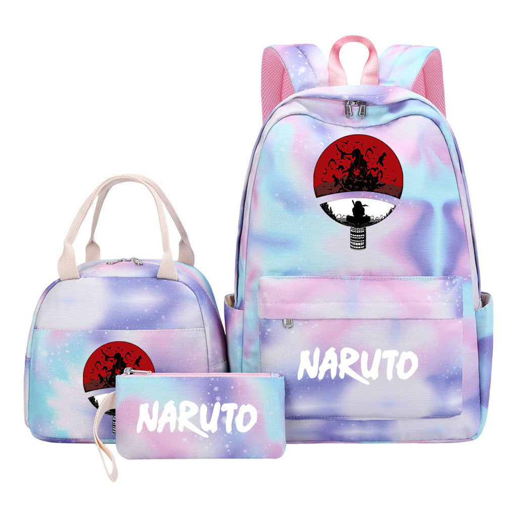 Naruto Student Girl Backpack Lunch Bag Three Piece Set Backpack Set