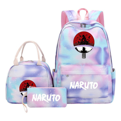 Naruto Student Girl Backpack Lunch Bag Three Piece Set Backpack Set