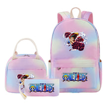 Cartoon Manga Pirate Wang Qing Student Girls School Bag Lunch Bag Three Piece Set Backpack Set