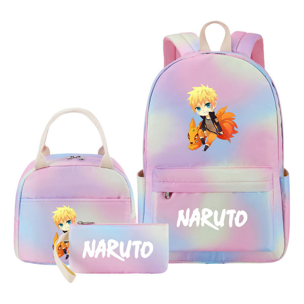 Naruto Teenage Student Girls School Bag Lunch Bag Three Piece Set Backpack Set