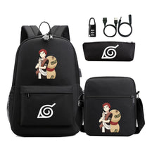 Naruto Usb Password Lock Youth Student Backpack Three Piece Set For Men And Women Backpack Set