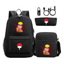 Naruto Usb Password Lock Youth Student Backpack Three Piece Set Backpack Set