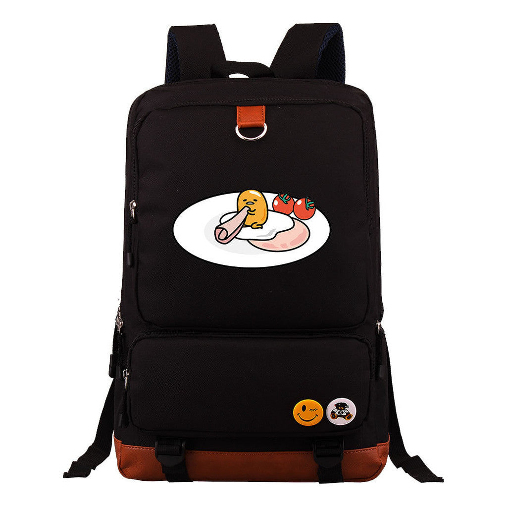 Cartoon Anime Lazy Egg Youth Student Backpack With Large Capacity Travel Bag For Boys And Girls Backpack