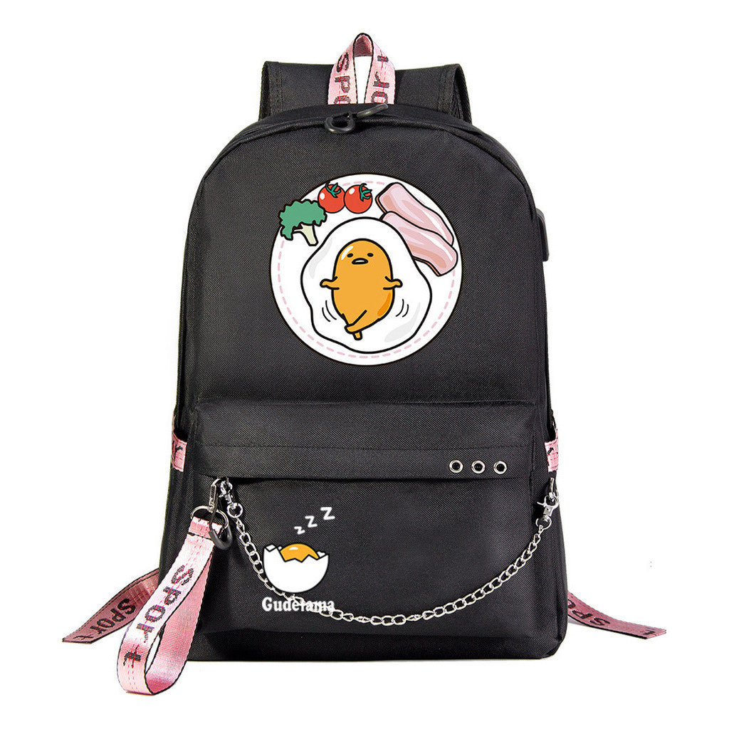 Lazy Egg Usb Youth Student Backpack For Boys And Girls Leisure Travel Backpack