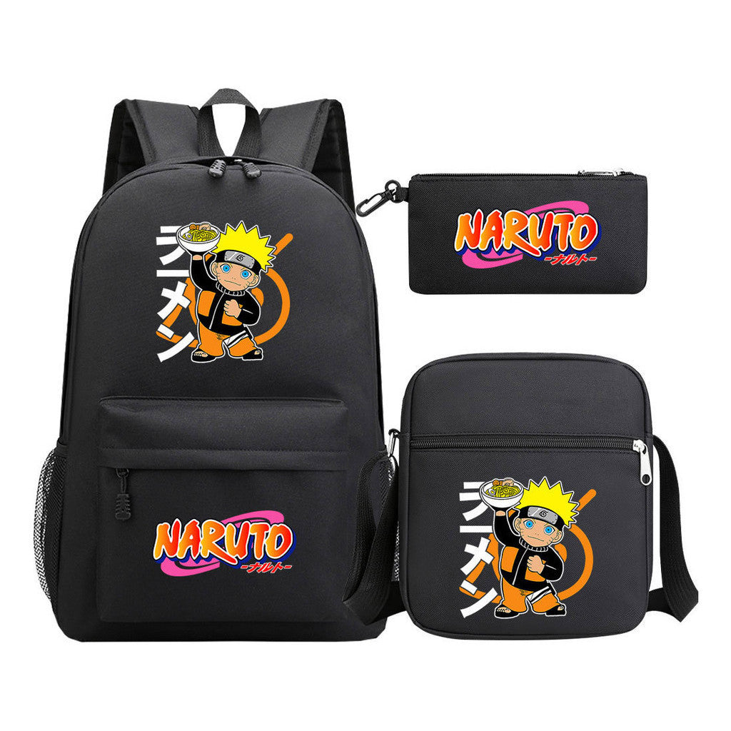 Anime Naruto Starry Sky Student School Bag Three Piece Set For Men And Women Backpack Set