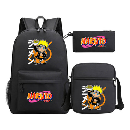 Anime Naruto Starry Sky Student School Bag Three Piece Set For Men And Women Backpack Set