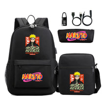 Naruto Usb Password Lock Youth Student Backpack Three Piece Set Backpack Set
