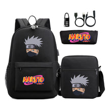 Naruto Usb Password Lock Youth Student Backpack Three Piece Set For Men And Women Backpacks