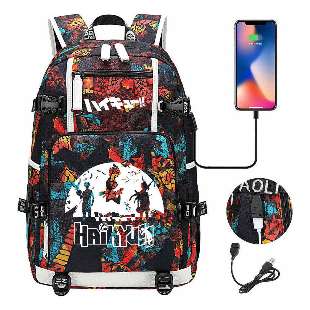 Volleyball Youth Usb Large Capacity Youth Student School Bag Men's And Women's Leisure Travel Backpack
