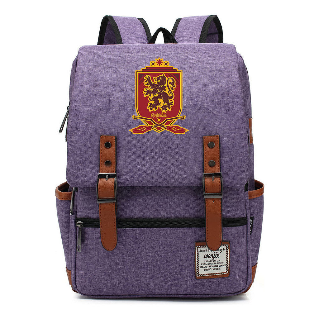 School Of Witchcraft And Wizardry Printed Youth Student Backpack For Men And Women, Casual Belt Buckle, Classic Backpack