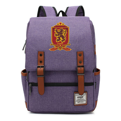 School Of Witchcraft And Wizardry Printed Youth Student Backpack For Men And Women, Casual Belt Buckle, Classic Backpack