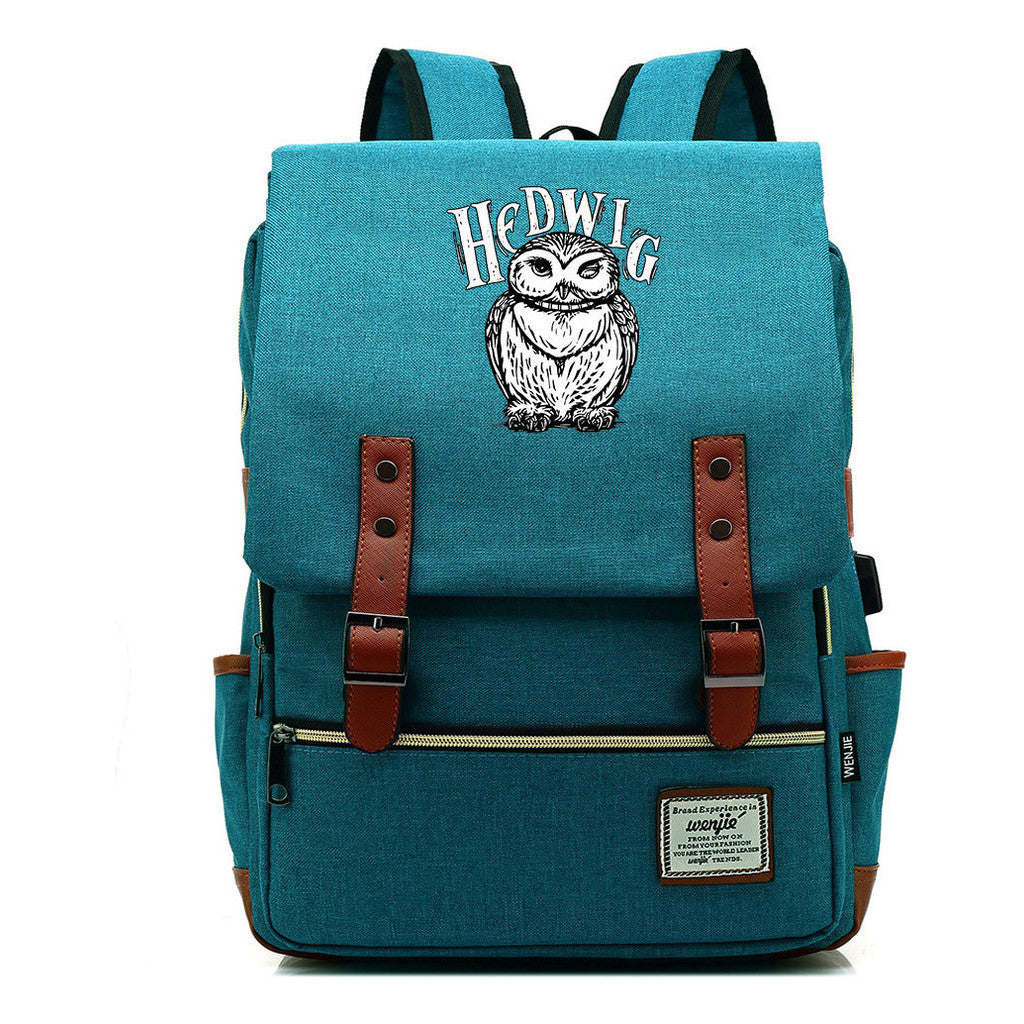 School Of Witchcraft And Wizardry Youth Student Backpack Usb Men's And Women's Leisure Belt Buckle Backpack