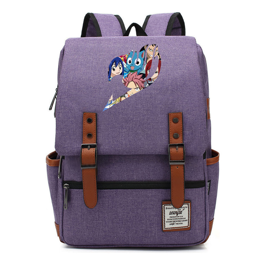 Printed Youth Student School Bag Casual Belt Buckle Classic Backpack