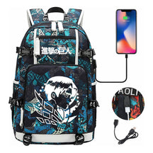 The Giant Of Manga Attack Usb Youth Student Backpack For Men And Women's Leisure Travel Backpack