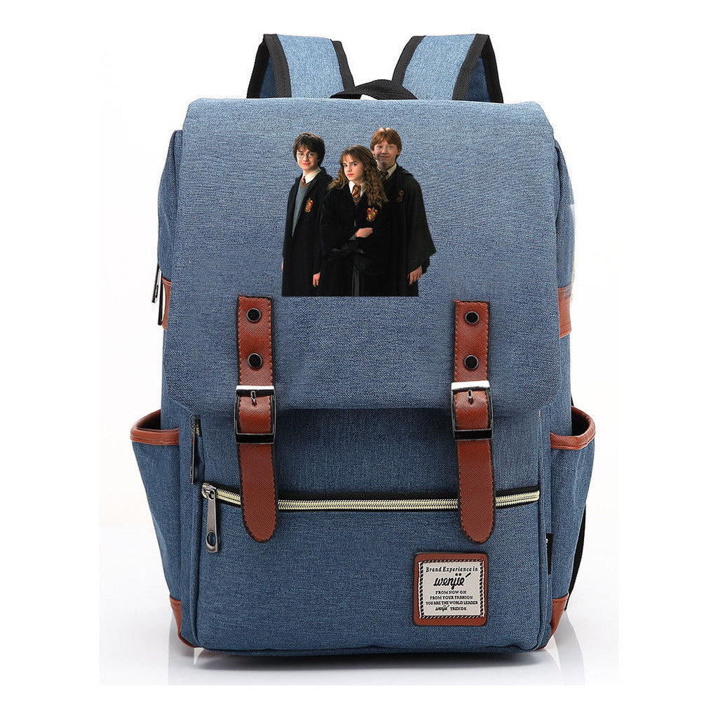 Academy Of Magic Print Teen Student School Bag For Men And Women Casual Belt Buckle Classic Backpack