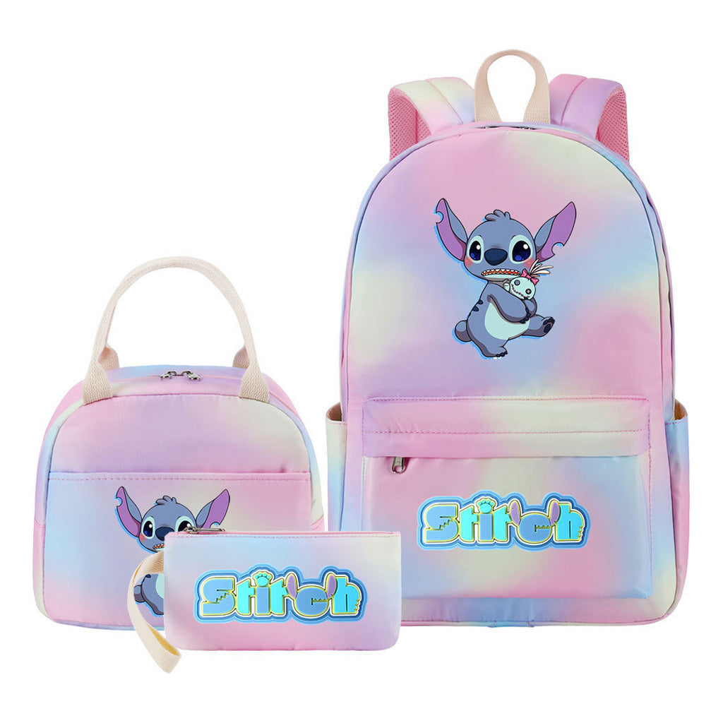 Interstellar Baby Stitch Youth Student Girls School Bag Lunch Bag Three Piece Set Backpack Set