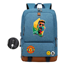 Football Star Cristiano Ronaldo Printed Usb Youth Student Backpack For Boys And Girls Leisure Travel Backpack