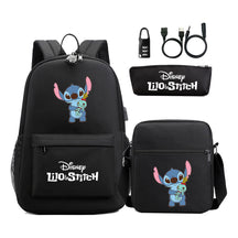 Interstellar Baby Stitch Usb Password Lock Youth Backpack 3-piece Set For Men And Women Backpacks