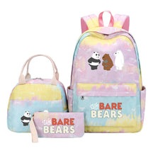 Cartoon Cute Three Bears Youth Student Girls School Bag Lunch Bag Three Piece Set Backpack Set