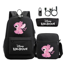 Interstellar Baby Stitch Usb Password Lock Youth Backpack 3-piece Set For Men And Women Backpacks