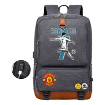 Football Star Cristiano Ronaldo Printed Usb Student Backpack For Leisure Travel Backpack