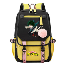 My Heroes Academy Usb Student Backpack, Casual Woven Strap Flip Back Backpack