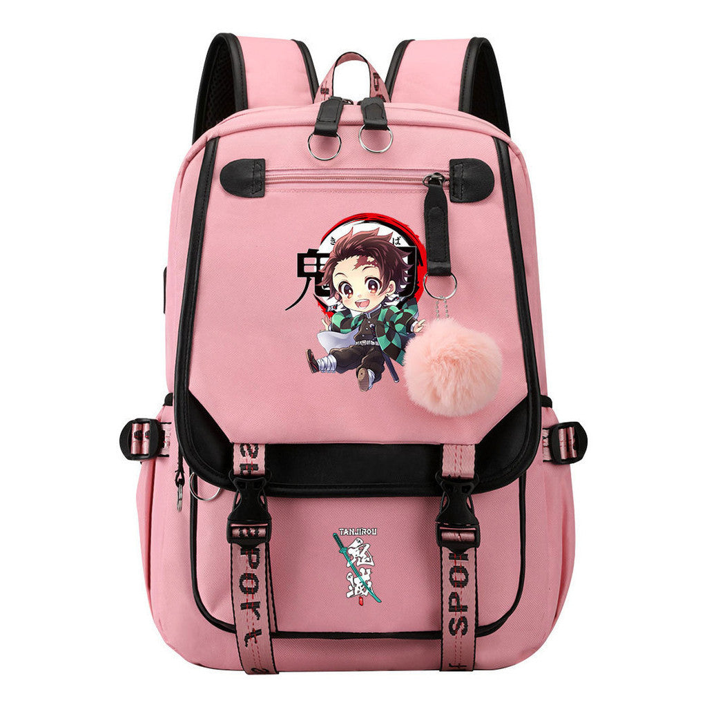 Cartoon Fashion Usb Student Backpack For Boy And Girl, Casual Woven Strap Flip Back Backpack