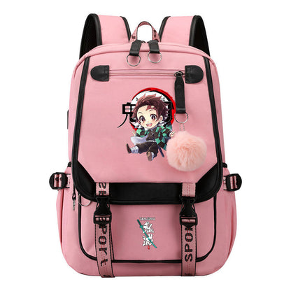 Cartoon Fashion Usb Student Backpack For Boy And Girl, Casual Woven Strap Flip Back Backpack