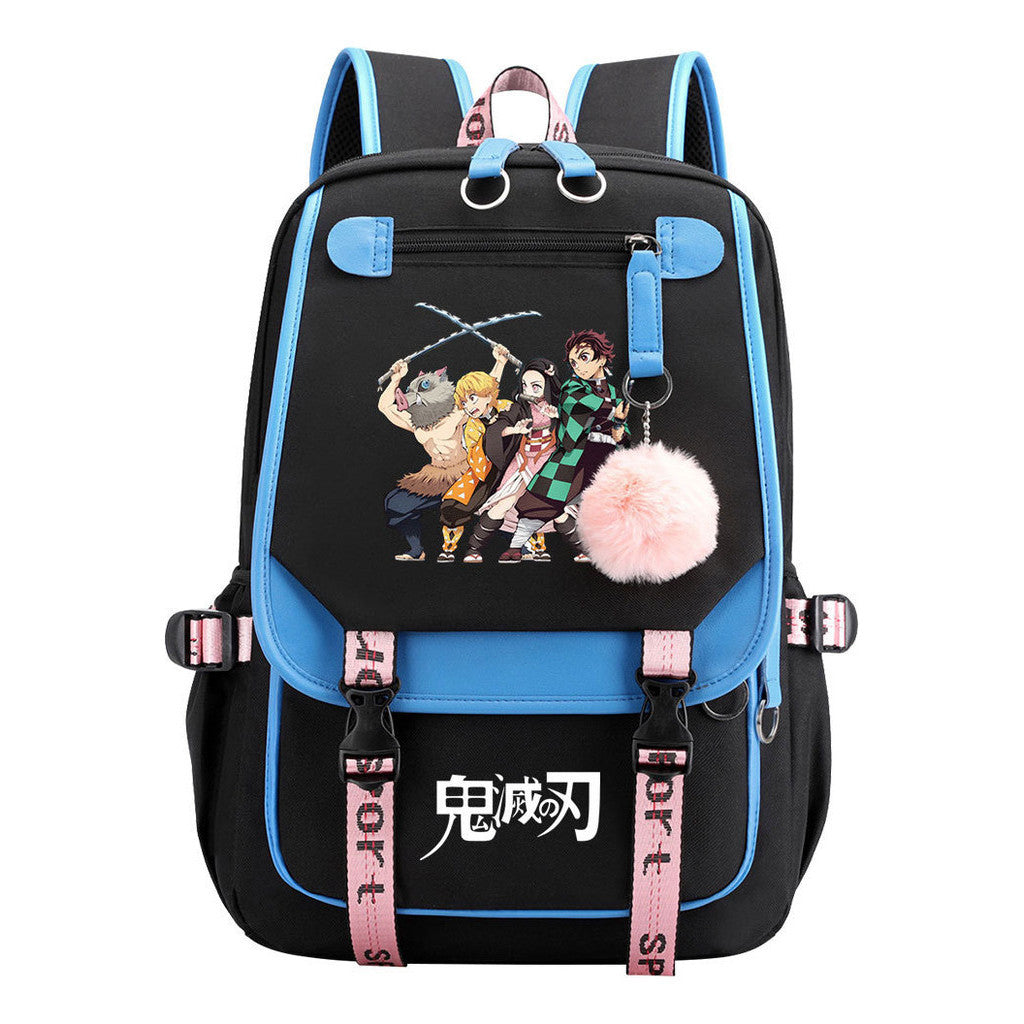 Cartoon Fashion Usb Student Backpack With Casual Woven Strap Flip Back Backpack